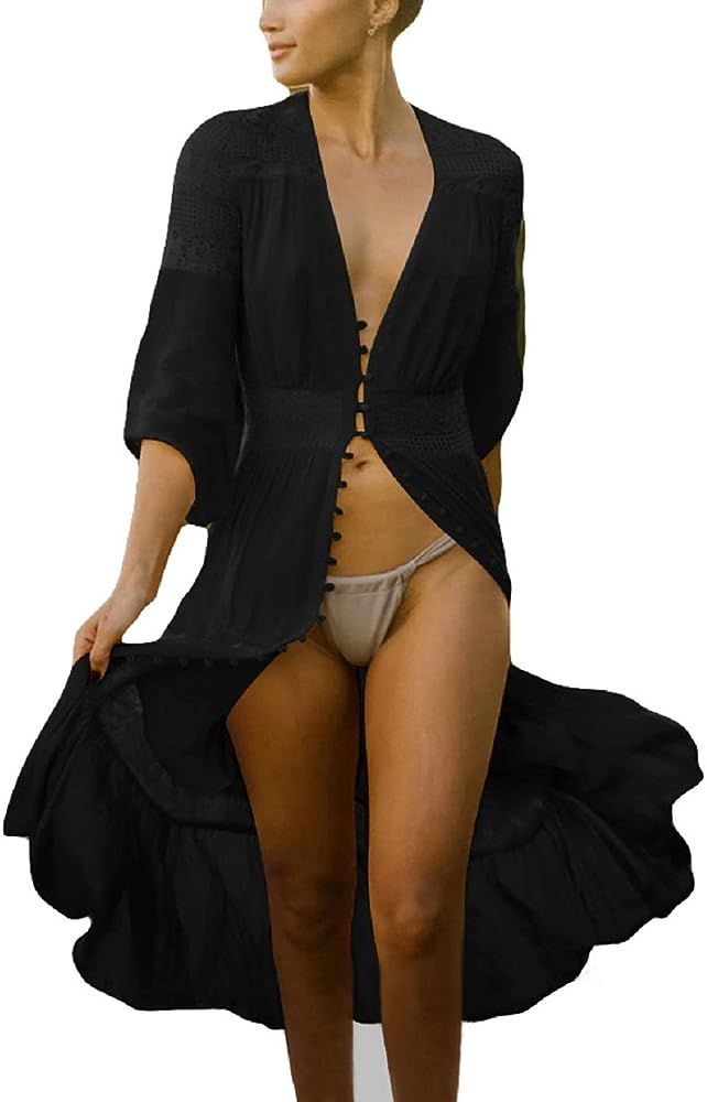 Womens Bikini Cover Ups Beach Casual Dress Coverup Swimsuits Long Cardigan | Amazon (US)