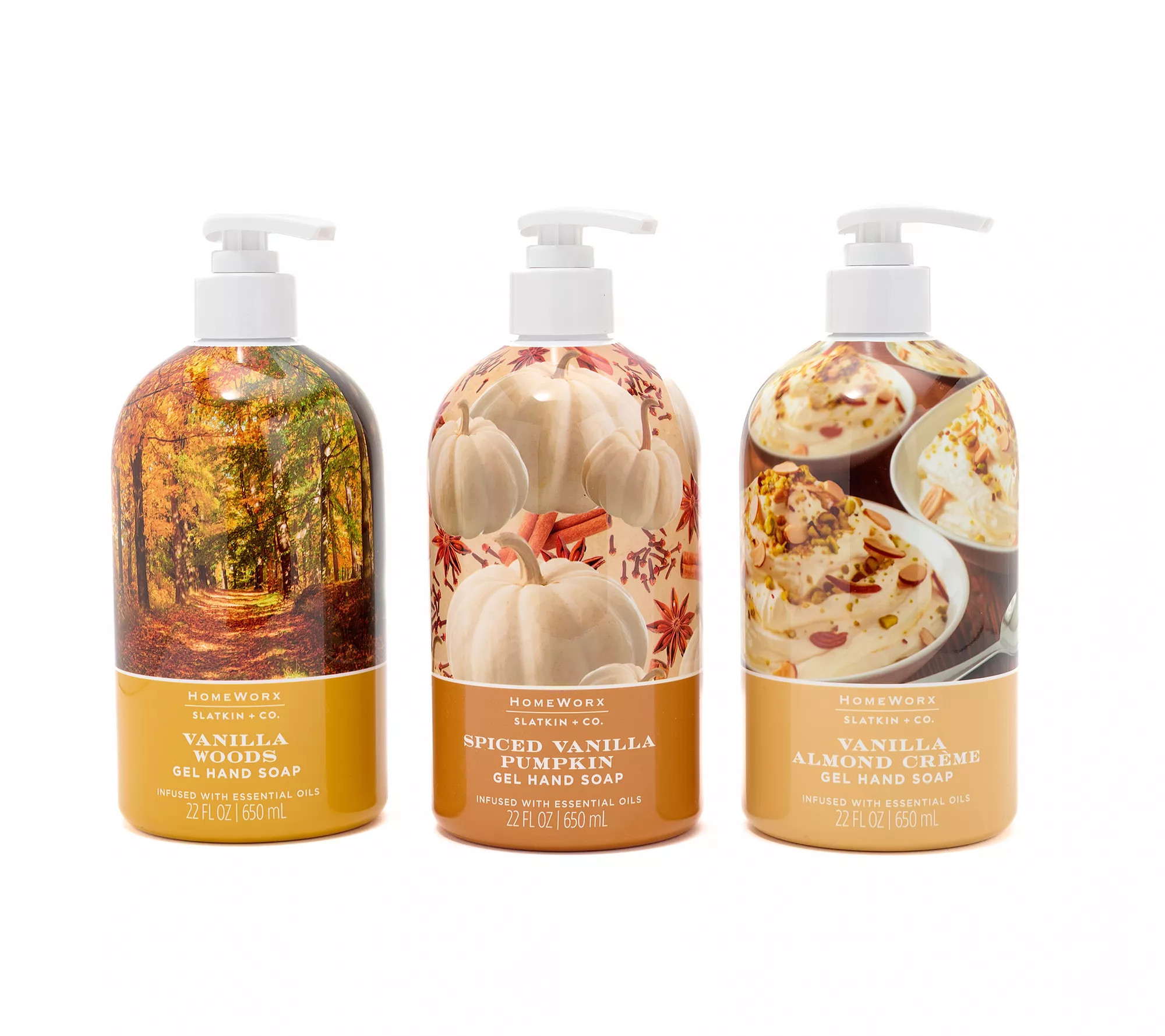 HomeWorx by Slatkin + Co. S/3 22oz Very Vanilla Gel Hand Soaps | QVC