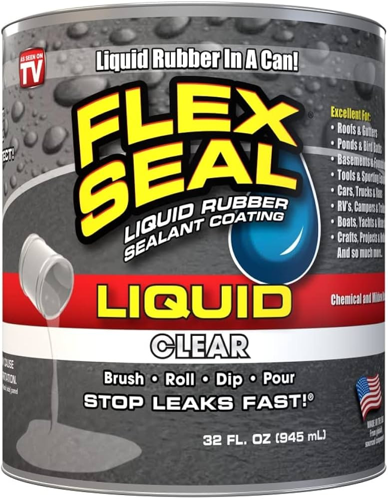 Flex Seal Liquid, 32 oz, Clear, Liquid Rubber Coating Sealant, Waterproof, Flexible, Breathable, ... | Amazon (US)