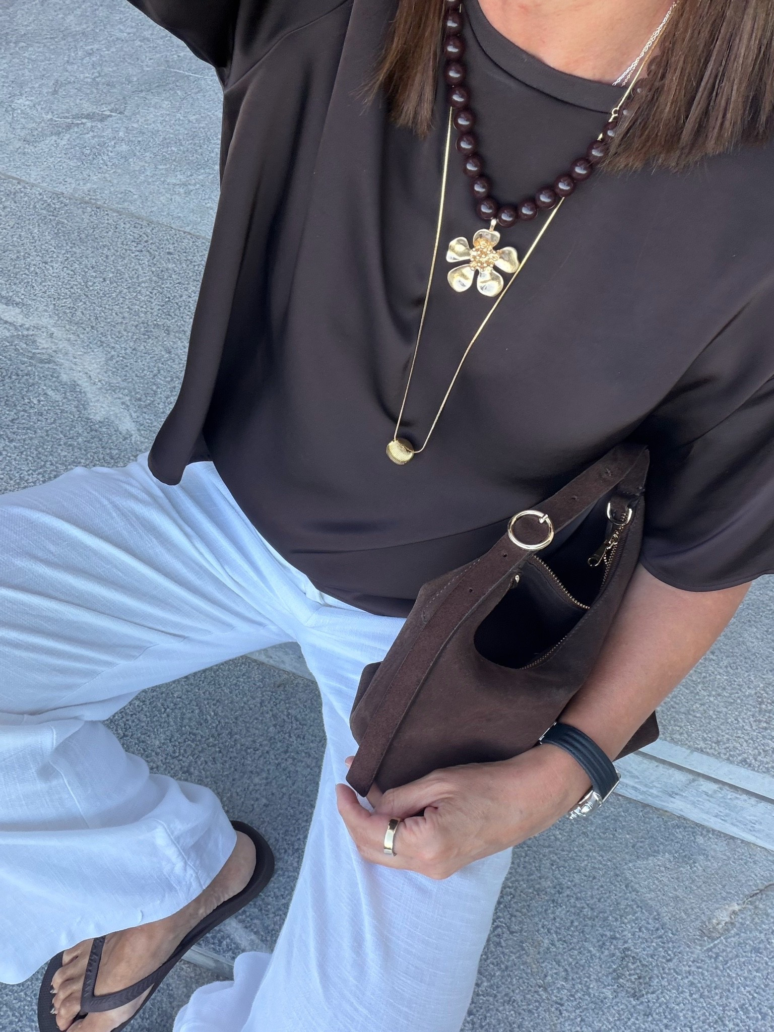 OOTD. This satin tee has been a constant in my wardrobe since I bought it. Co wear a M