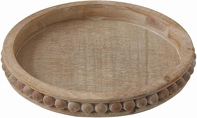 Creative Co-Op Whitewashed Round Decorative Wood Tray | Amazon (US)