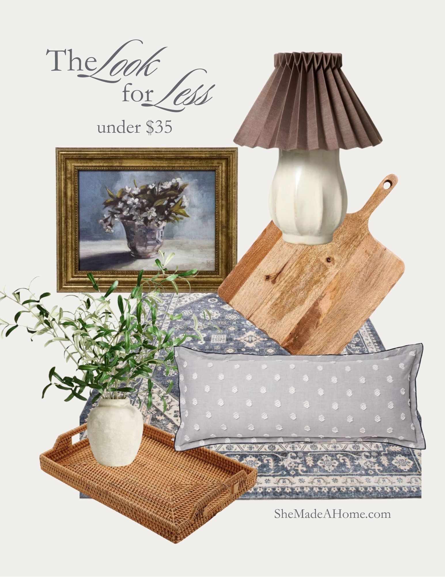 The Look for Less is here! ✨ All of these timeless, cottage-inspired finds are under $35 — perfect for giving your home a designer feel without the price tag. From a classic pleated lamp to a charming vintage-style art print, these pieces are proof that beautiful doesn’t have to mean expensive. Shop the full collection now and start styling for less! 🏡💙
#LookForLess #BudgetDecor #HomeDecorOnABudget #AffordableStyle #SheMadeAHome 

 #LTKHome #LTKFindsUnder50