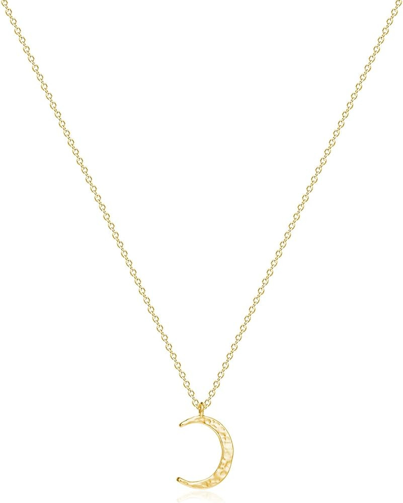 Fettero Pendant Necklace Gold Choker Layered Coin Open Karma Circle Full New Crescent Moon 14K Go... | Amazon (US)