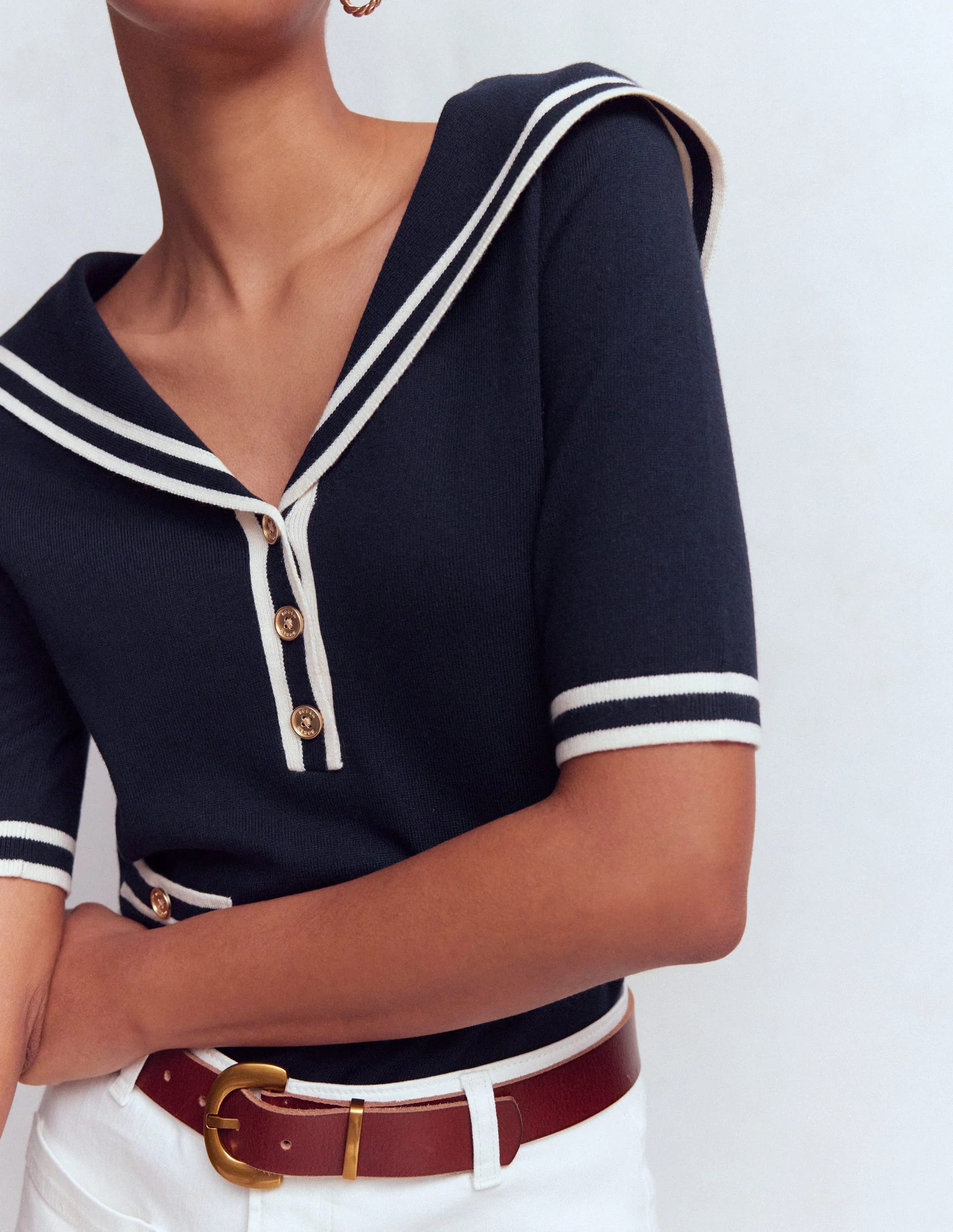 Sailor Collar Jumper-Navy | Boden UK