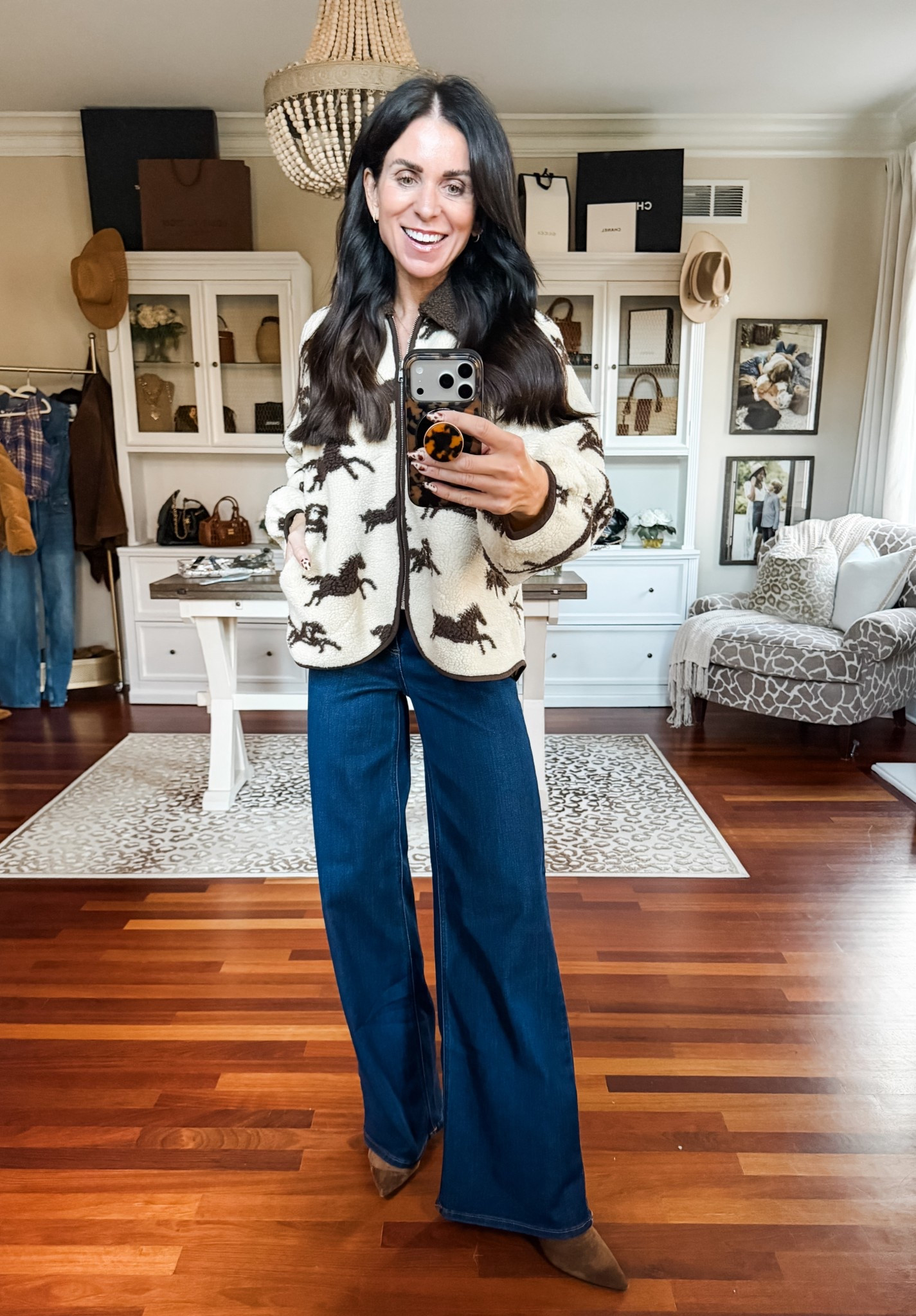 Wearing a small jacket 
2 denim 

#LTKGiftGuide #LTKSeasonal #LTKStyleTip