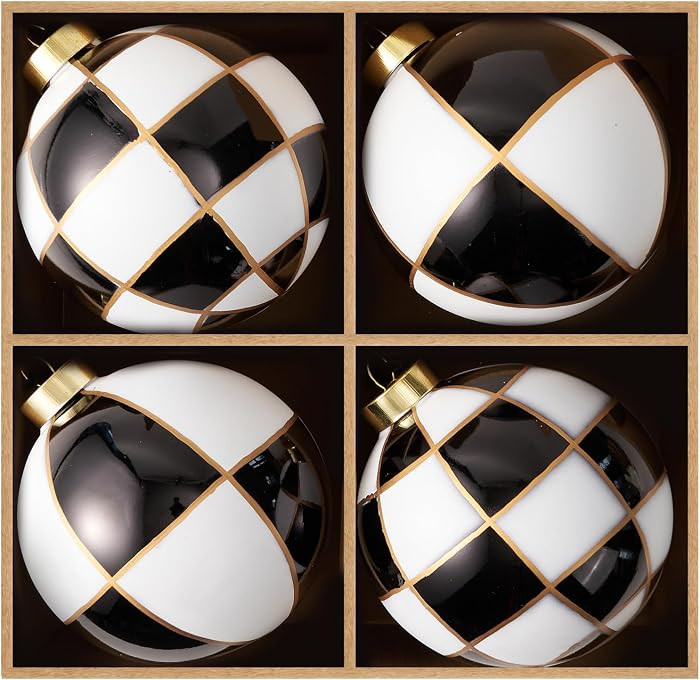 WDS WONDROUS Christmas Ornaments Black and White, Xmas Ball Shatterproof | Amazon (US)