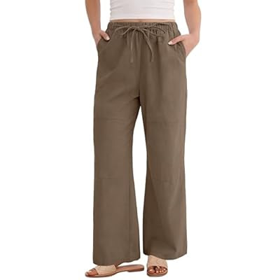 ANRABESS Women's Wide Leg Palazzo Pants Summer Elastic Waist Loose Casual Lounge Trav… | Amazon (US)