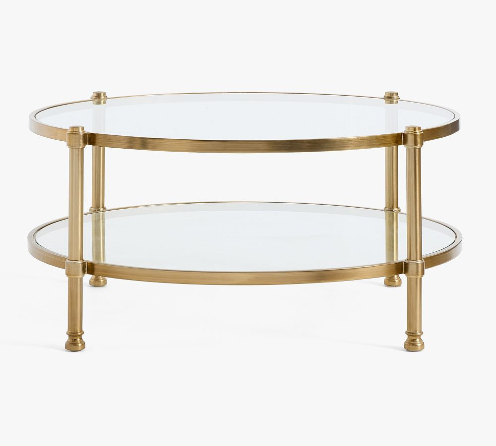 Everson Round Glass Coffee Table, Brass | Pottery Barn (US)