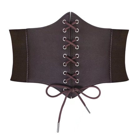 JASGOOD Brown Corset Wide Belt for Women Lace-up Cinch Belt Tied Elastic Waist Belt | Walmart (US)