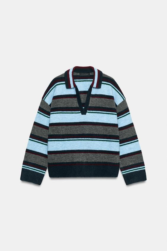 Zara - Striped Knit Polo - Multicolored - Xs-S - Woman | Zara US