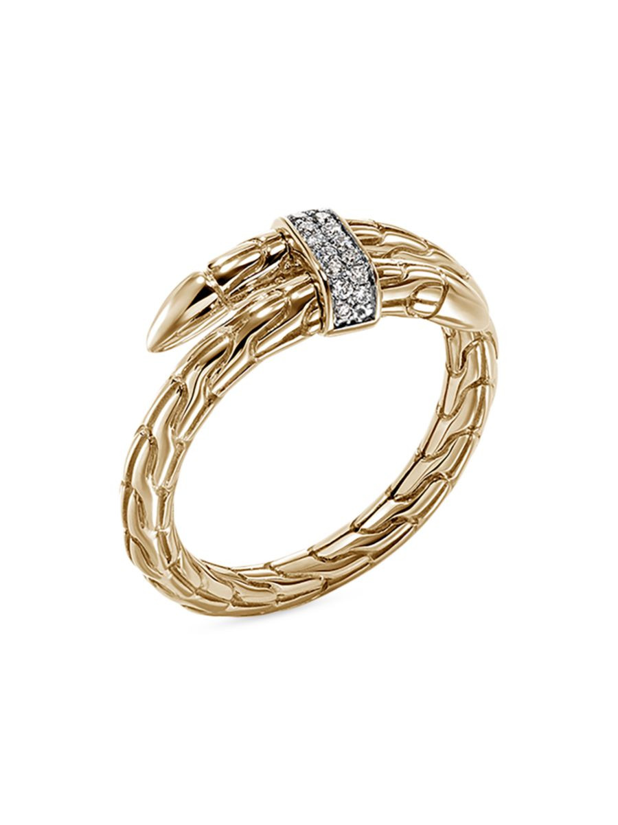 Chain Classic Spear Single Coil 14K Yellow Gold & 0.08 TCW Diamond Ring | Saks Fifth Avenue