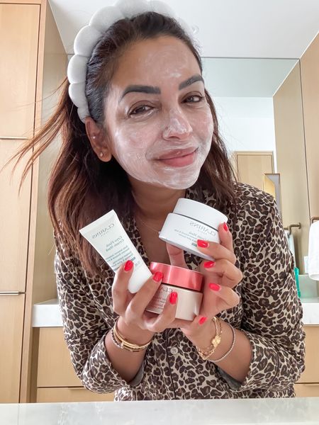 It's National Masking Day! Get my all time favorite masks at Clarins 20% off with code NASREEN AND receive a FREE travel size Cryo mask with the code while supplies last!!! I love the V Wrap depuffing mask on mornings where I need some extra depuffing and it leaves my skin so even and radiant! The Cryo mask is my go to to get that glass skin effect - it's a cooling gel like mask that feels amazing on your skin! I find myself using it the most to get a firming effect with a lift and glow like no other! I use each mask about 3 times a week, usually alternating days. 

#LTKSaleAlert #LTKBeauty