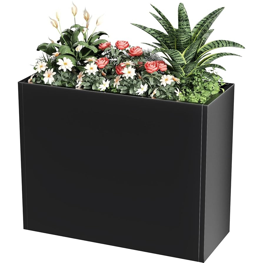 Tall Metal Cube Planter for Outdoor Plants 36" L x 12" W x 26" H, Heavy Duty Steel Large Planter ... | Amazon (US)