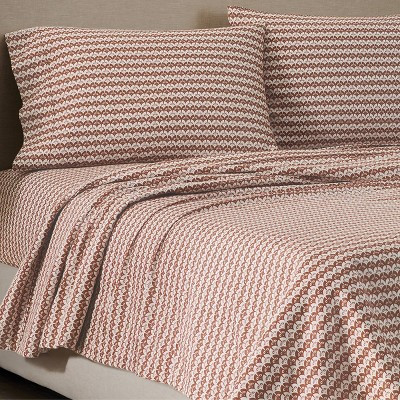 Jeremiah Brent Home Queen Cotton Sateen Sheet Set Clay Scallop Geo | Target