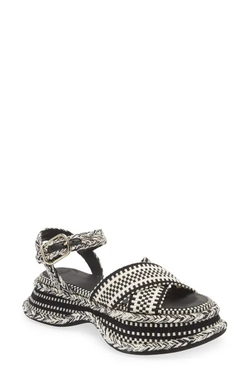 Chloé Meril Woven Platform Sandal in White/Black at Nordstrom, Size 5Us | Nordstrom