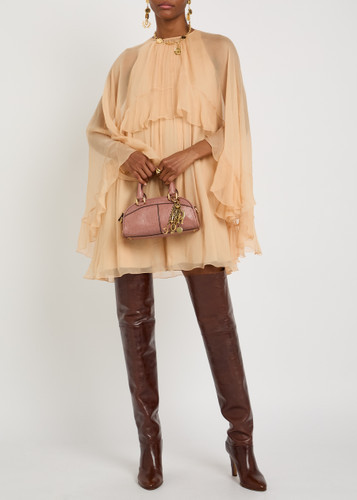 Ruffled cape-effect silk mini dress | Harvey Nichols