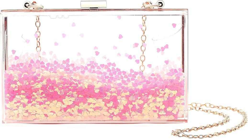 JeVenis Magical Transparent Sequins Clutch Purse Evening Handbag For Party Prom Bride | Amazon (US)