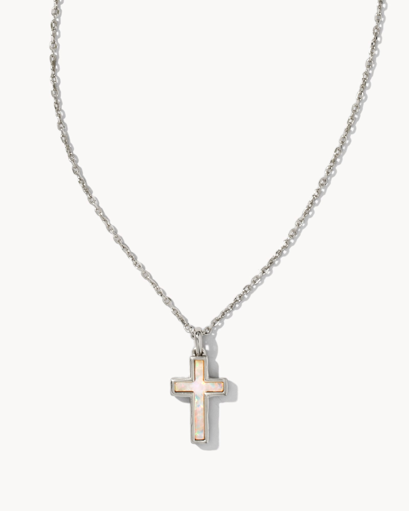 Cross Gold Pendant Necklace in White Kyocera Opal | Kendra Scott