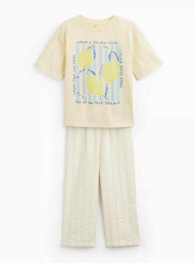 Yellow Lemon Graphic T-Shirt & Trousers Set 7 years | Tu Clothing