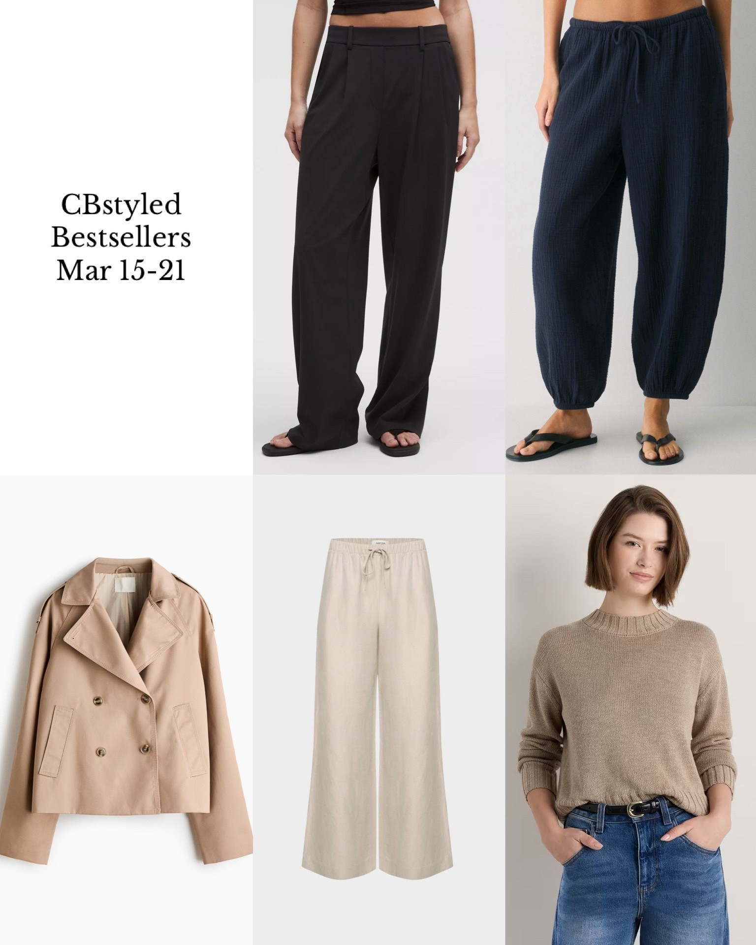Bestsellers March 15-21! I’m 5’ 7”, size 4ish: 
1. Lululemon stretchy pants: stretchy pull on pants that are super comfortable but look like dress pants. My go to for travel! 11 colours. I have black and brown: Fit tts, I’m 5’ 7” wearing my usual size S in the 31.5” inseam, also available in short and tall inseams.
2. Lightweight pants: gauzy cotton material, perfect for summer! Elastic waist, 3 colors, fit tts/big, I got XS.
3. Short trench: trendy style of jacket, great for spring! Fits tts
4. Linen blend pants: elastic and drawstring waist, 11 colors, I’m 5’ 7” wearing S tall, regular length is a hair short on me.
5. Linen blend sweater: great for summer, I sized up to M for a roomier fit and cause I have long arms, I’d say it fits tts/small 


#LTKTall #LTKootd #LTKSeasonal