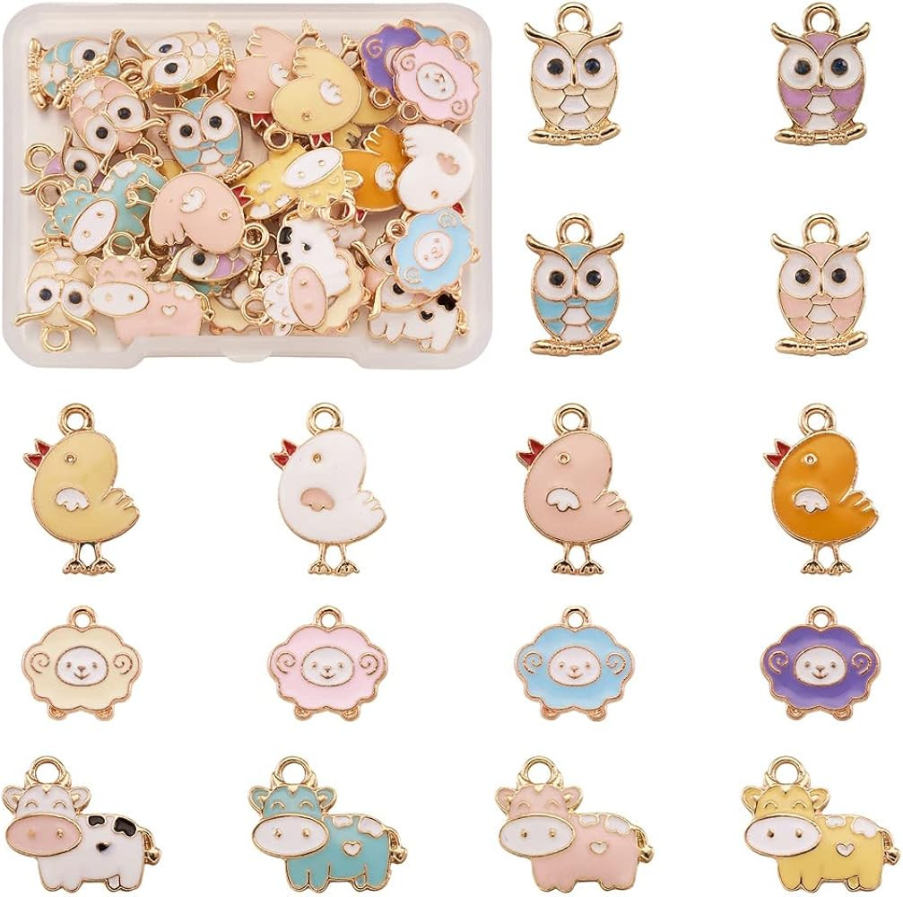 Beadthoven Enamel Charm Pendants Small Gold Metal Dangle Charm Beads for DIY Necklace Earring Bra... | Amazon (US)