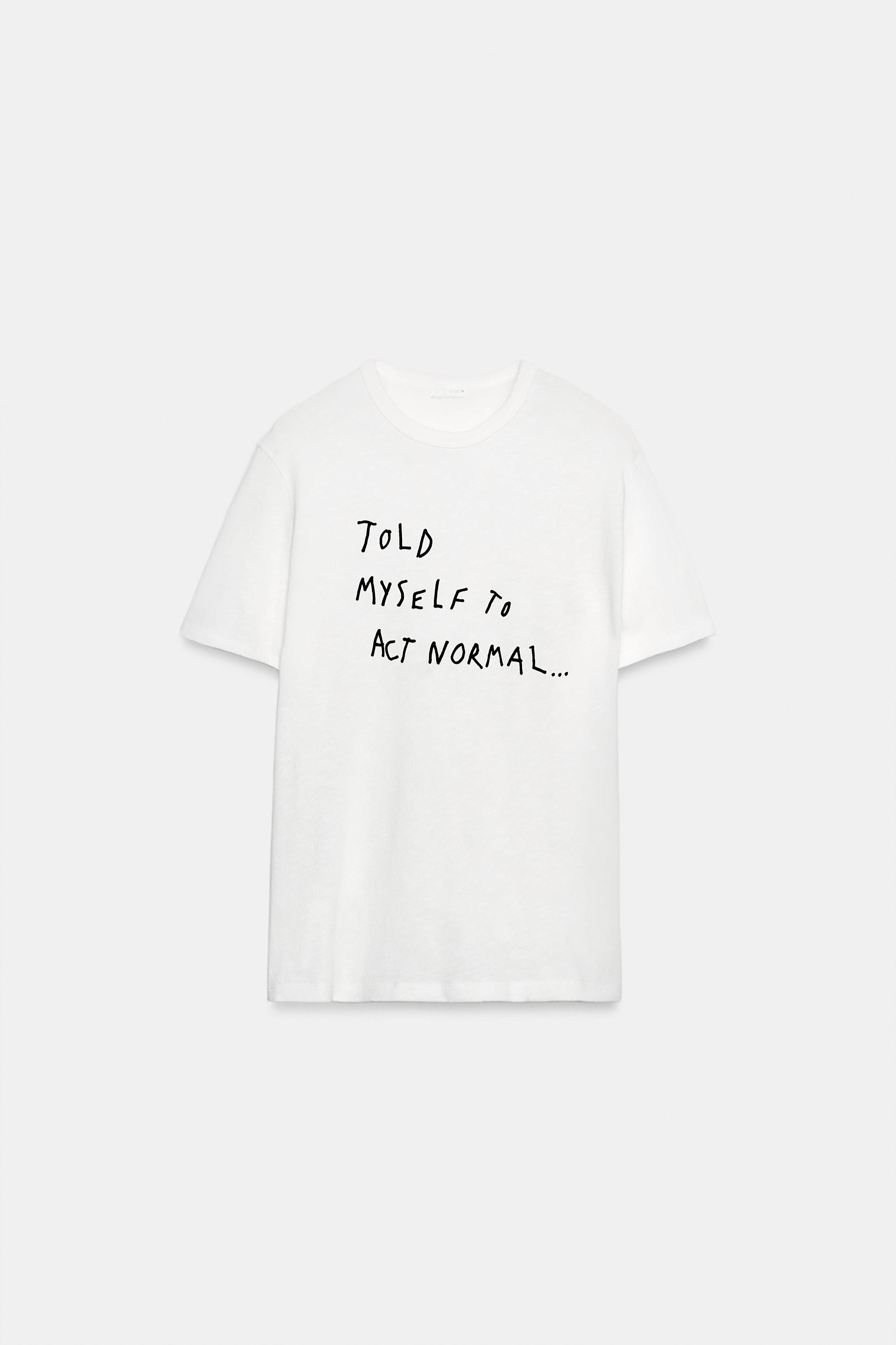 SLUB KNIT SLOGAN T-SHIRT | Zara DE