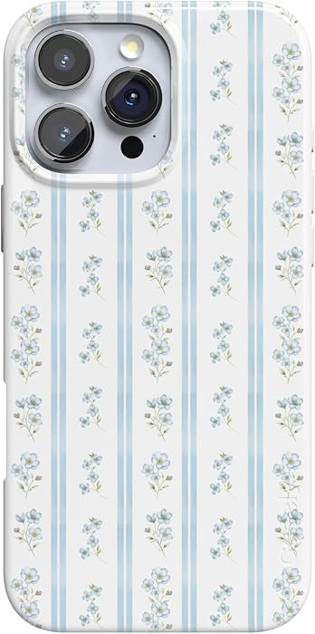 Casely iPhone 16 Pro Max Case | Cottage Stripe | Blue Floral | Compatible with MagSafe | Classic ... | Amazon (US)