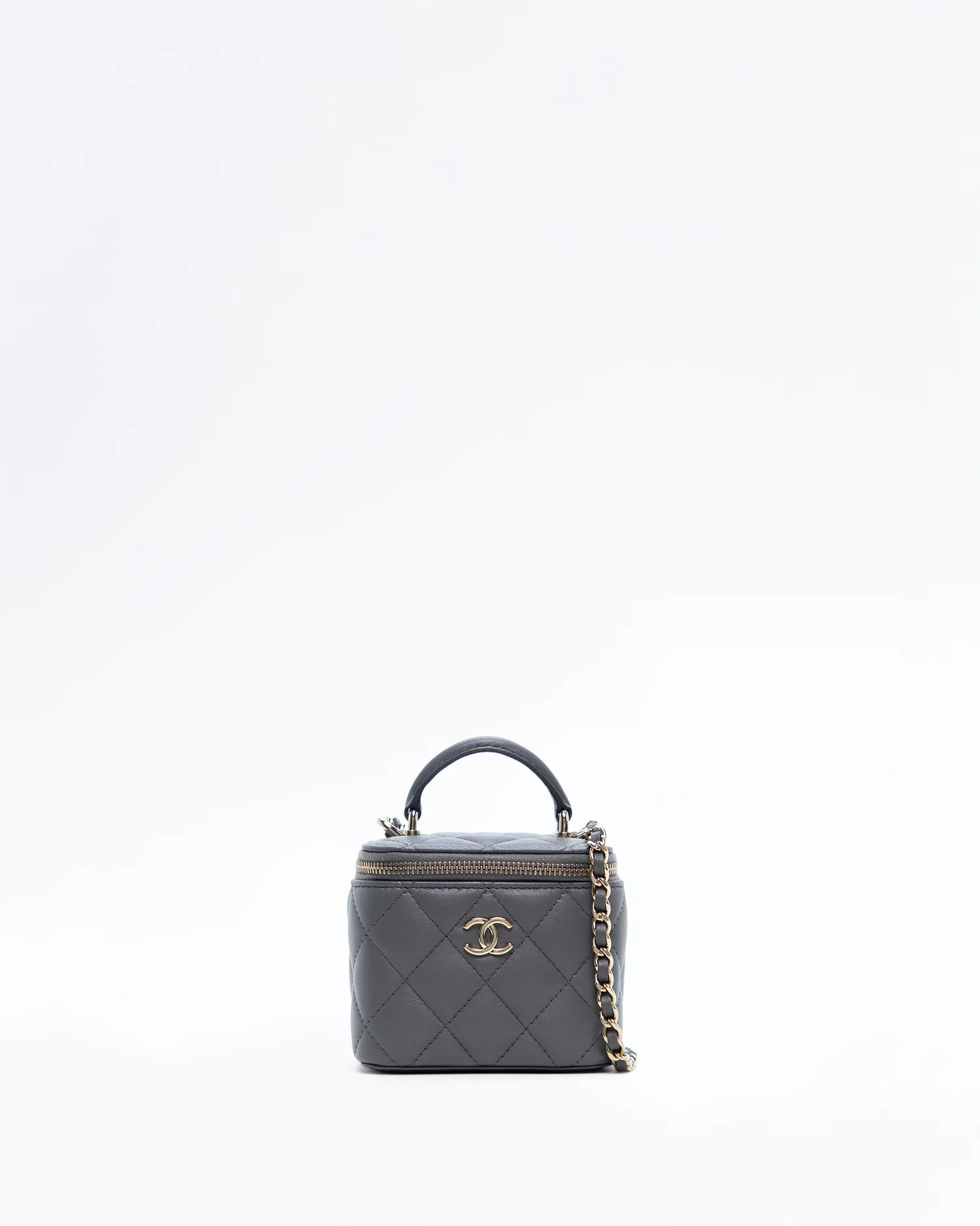 Lambskin Top Handle Mini Vanity with Chain | Vivrelle