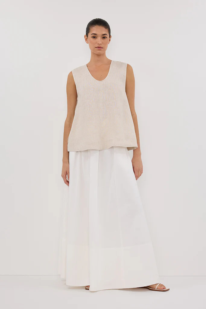 ANA NATURAL LINEN SCOOP TOP | DISSH