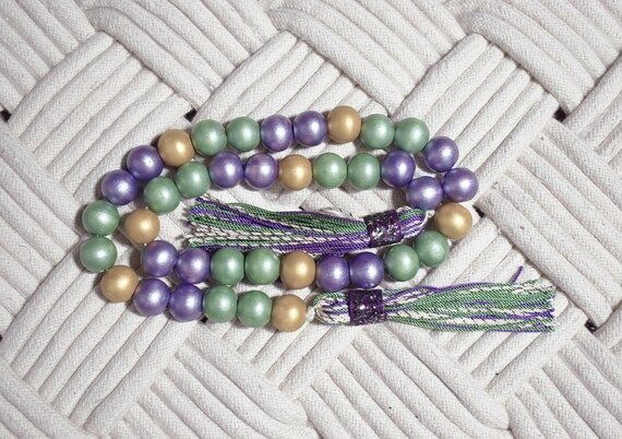 Mardi Gras Wooden Bead Garland Purple Green and Gold Wooden | Etsy | Etsy (US)