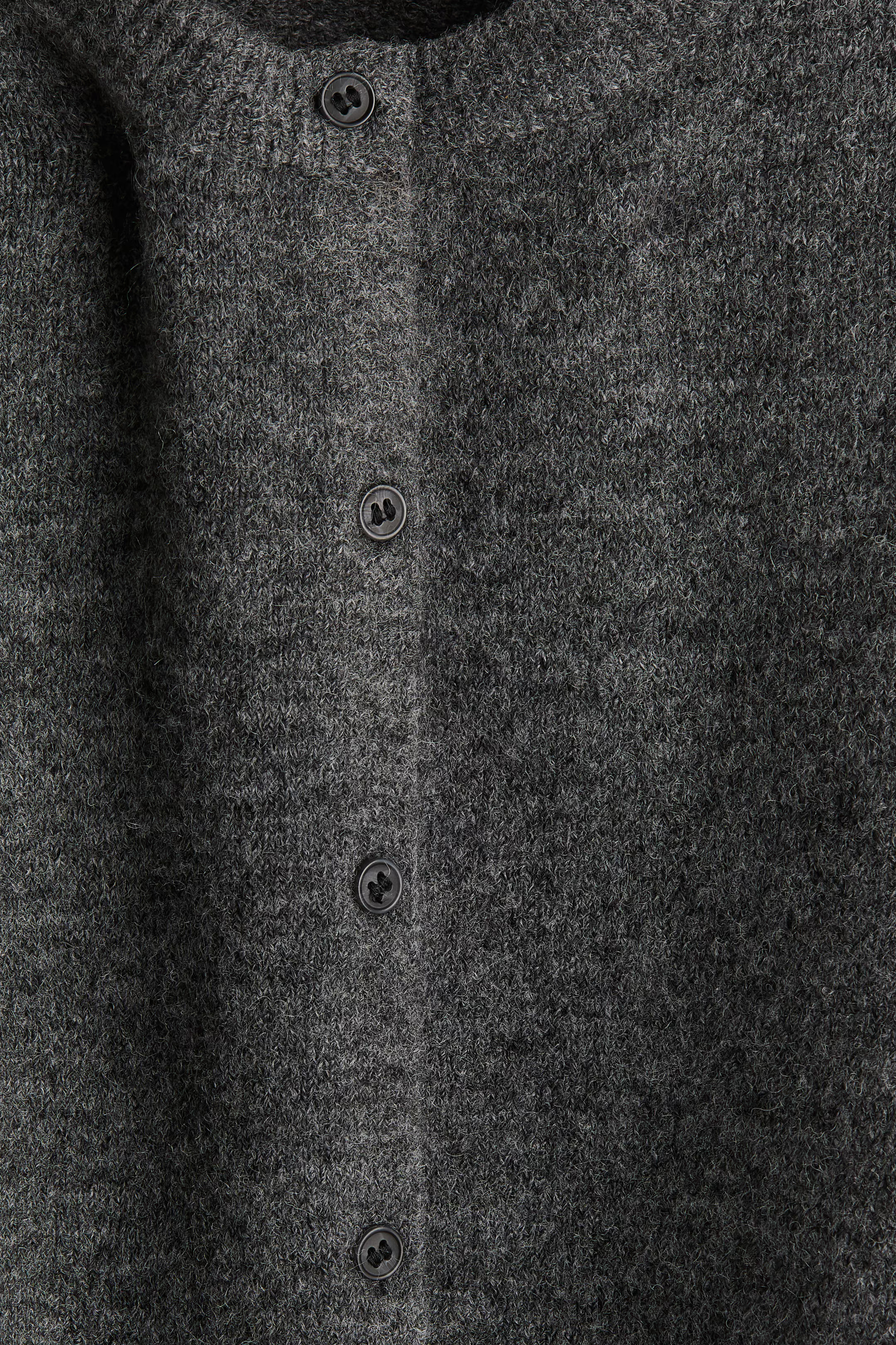 Cárdigan de punto - Cuello redondo - Manga larga - Gris oscuro jaspeado - MUJER | H&M ES | H&M (FR, IT, ES, PT, BE)