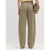 M&S Pure Cotton Crease Front Barrel Leg Trousers Sable | Marks & Spencer (UK)