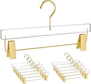 Besser 10Pack Gold Acrylic Hangers,Clear Hangers with Gold Hooks,Luxurious Skirt Pants Hangers Go... | Amazon (US)