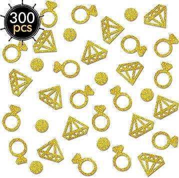 Gold Confetti (300Pcs) Diamond ring confetti Glitter Confetti Wedding Table Decoration Party Tabl... | Amazon (US)