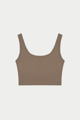 Sculpting Stretch Emblem Sports Bra - Cocoa | The Couture Club
