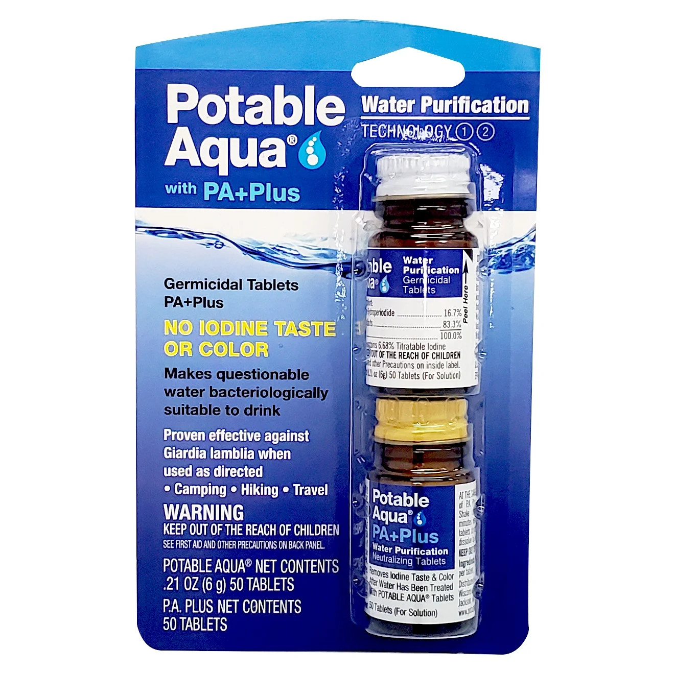 Potable Aqua Water Purification Tablets ,Two 50 Count Bottles - Walmart.com | Walmart (US)
