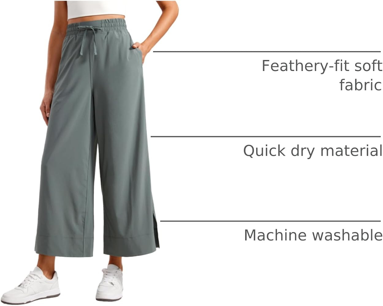 CRZ YOGA Lightweight Wide Leg Cropped Pants for Women 25" - Casual Travel Work Sweatpants Summer | Amazon (US)
