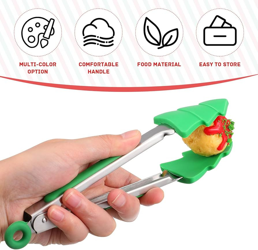 Zerodeko 3pcs Christmas Serving Tongs Silicone Food Tongs with Stainless Steel Handle, Cute Tree ... | Amazon (US)