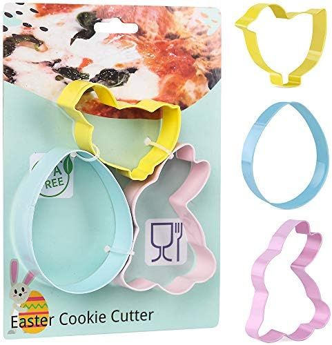 KAISHANE Easter Cookie Cutter Set 3 Pieces Stainless Steel Biscuit Cutter for Baking Bunny,Egg,Ch... | Amazon (CA)