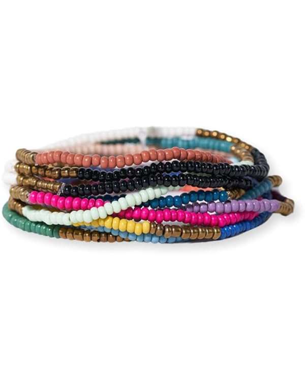 INK + ALLOY Beaded Stackable Bracelets for Women, Sage Small Beaded Stretch Boho Bracelet Stack, ... | Amazon (US)