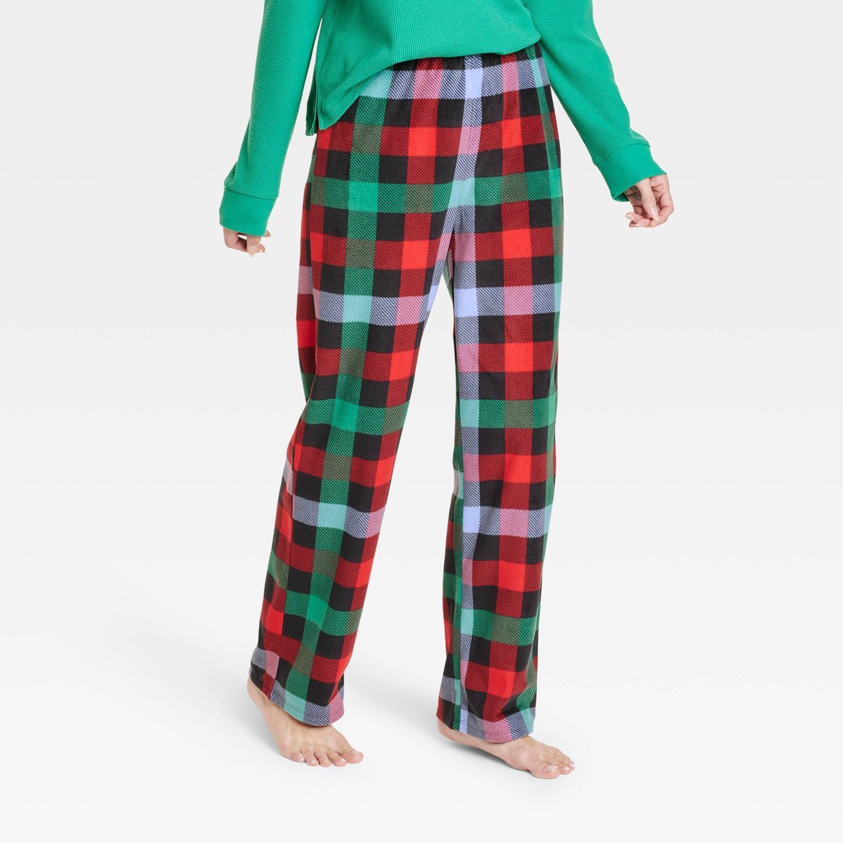 Women's Buffalo Check Fleece Matching Family Pajama Pants - Wondershop™ Green/Red/Black XXL | Target