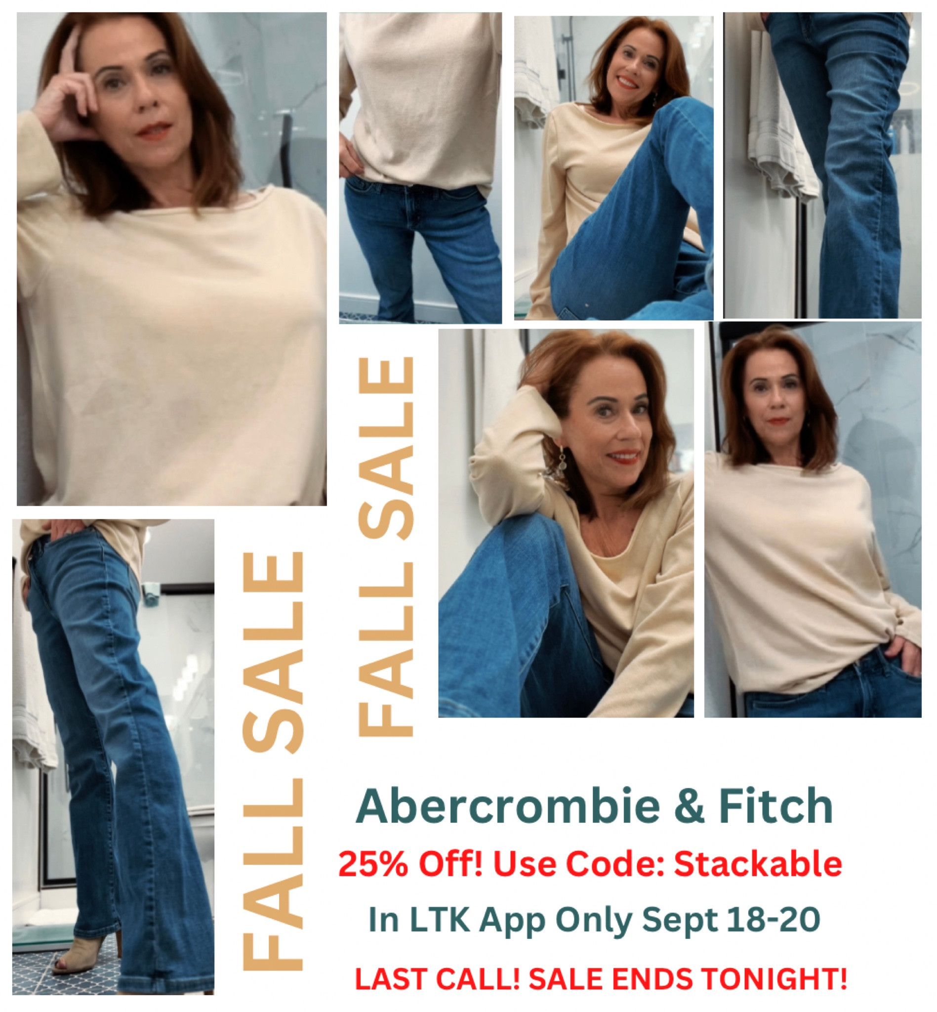 LAST CALL‼️ The #fallsale ends tonight! Use the #promocode Stackable for 25% Abercrombie & Fitch. You’ll find tops, sweaters, jeans, bottoms, and more. #falloutfits #fallsweaters #fashionover50

#LTKSale #LTKfit #LTKsalealert