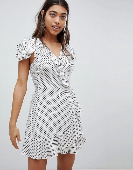 Missguided Wrap Front Polka Dot Tea Dress | ASOS US