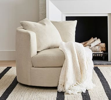 Balboa Upholstered Swivel Armchair | Pottery Barn (US)