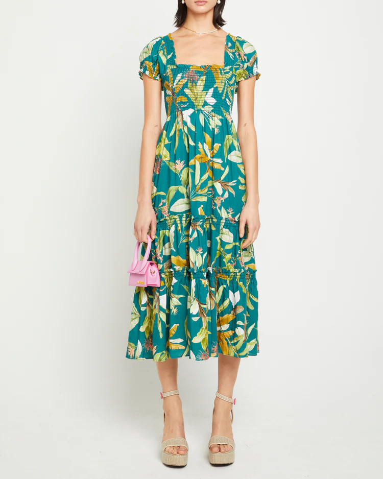 Square Neck Smocked Maxi Dress | Few Moda