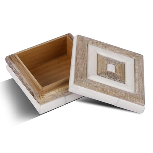 Handicrafts Home Decorative Storage Box with Lid- 6x6x3” Small Keepsake, Trinket Box, Memory Box- Decorative Boxes for Home Decor, Centre Table, Giftable Storage Accent- Drancy Ribbed | Amazon (US)