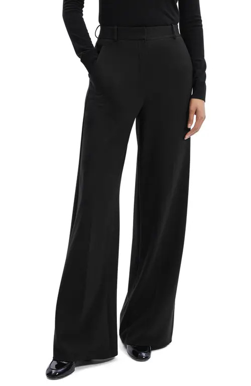 Theory High Waist Double Knit Wide Leg Pants in Blk at Nordstrom, Size 2 | Nordstrom