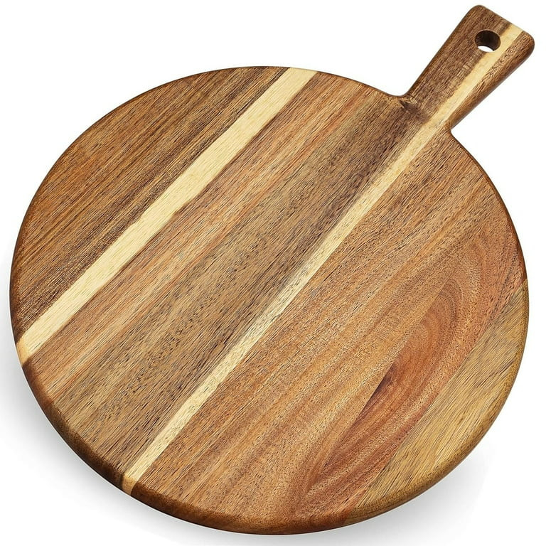 Acacia Wood Round Cutting Board with Handle, Decorative Charcuterie Board Chopping Board for Kitc... | Walmart (US)
