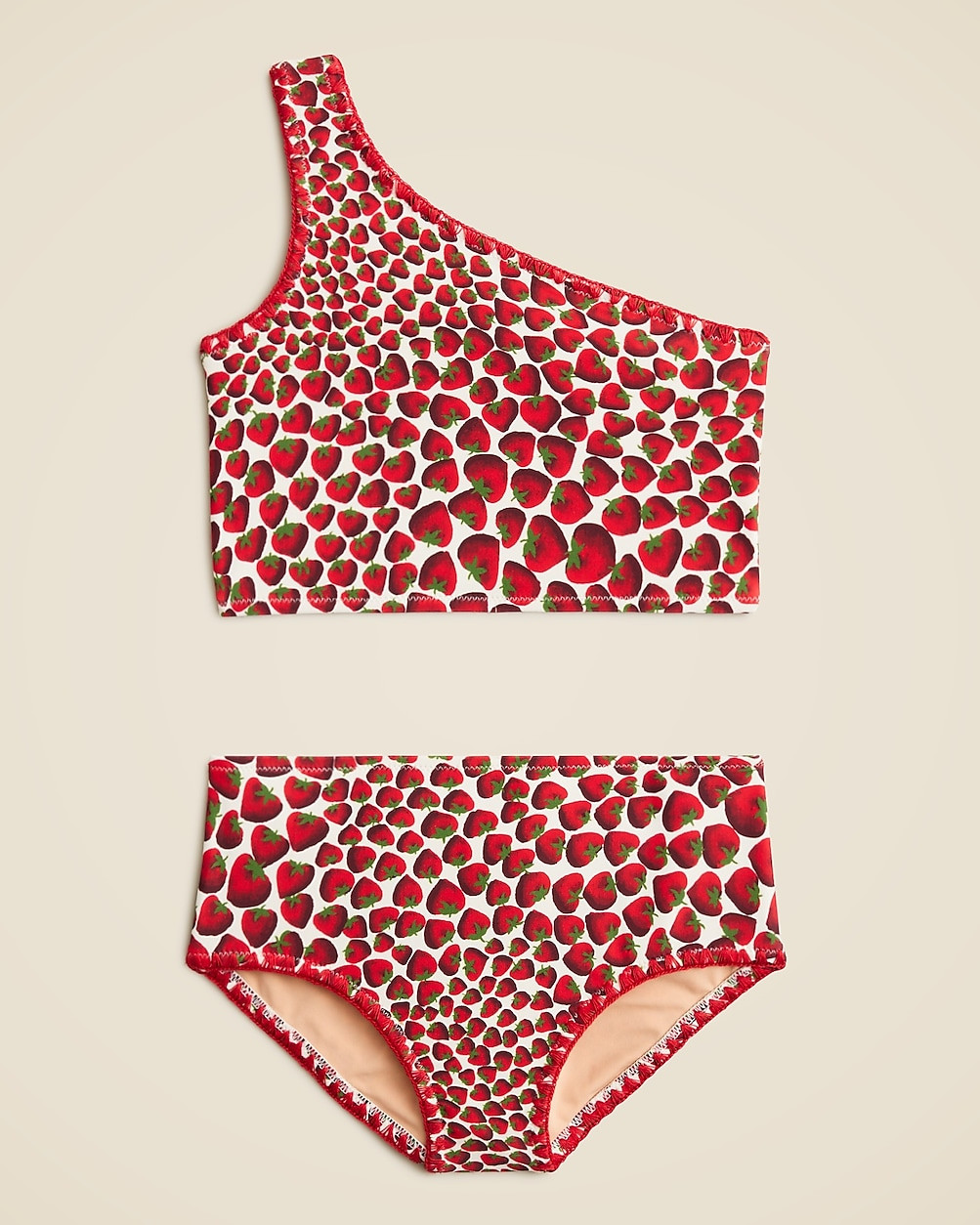 Girls' stitched one-shoulder two-piece swimsuit with UPF 50+ | J. Crew US