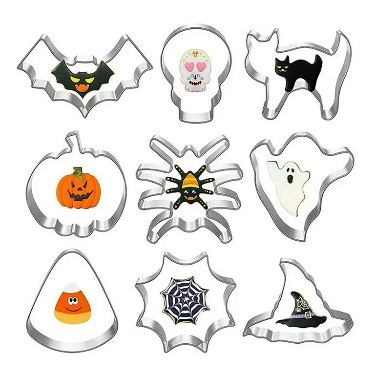 Halloween 9Pcs Cookie Cutters Set Metal Pumpkin For Baking Holiday Home Cake Making | Walmart (US)
